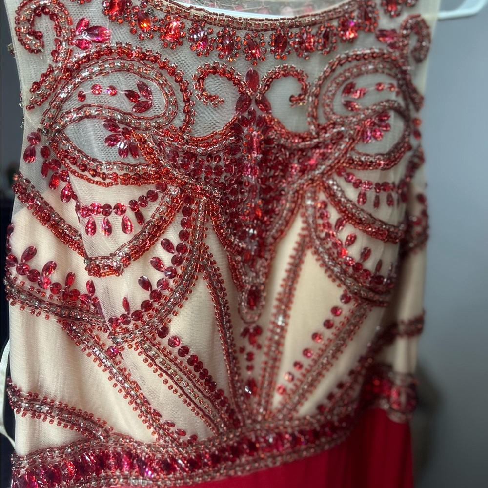 Red long dress w stones